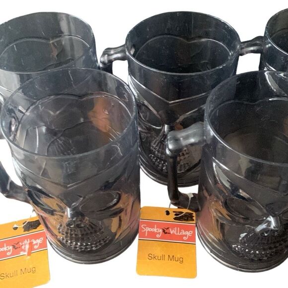 NEW Spooky Village 2013 Skull Mug Drink Cups! Lot of 5 Spook Up Your Party! - Picture 10 of 13